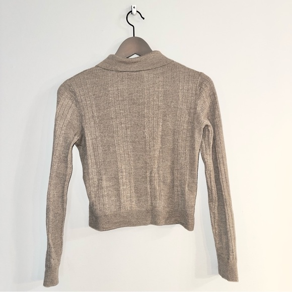 REFORMATION Hermia Merino Wool Polo Top Sweater In Beige Women’s Medium - Picture 6 of 10